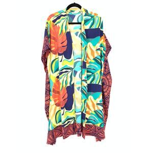 Soft Surroundings Kimono Top Open Front Womens Sz PS/PM Multicolor Floral Print